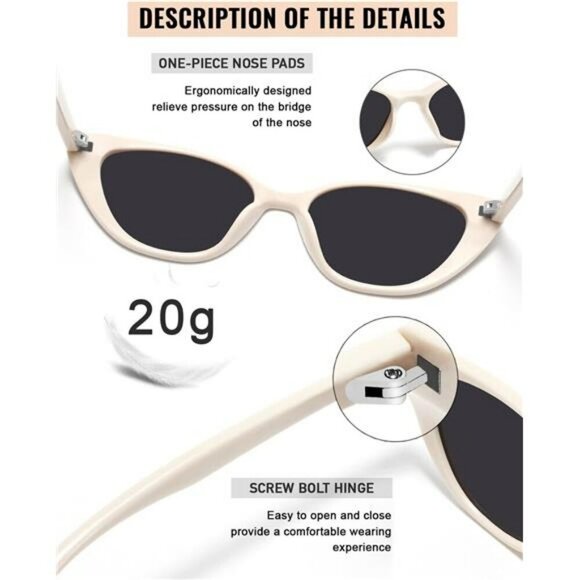 Small Retro Cat Eye Polarized Sunglasses for Women UV Protection Driving - Picture 5 of 7
